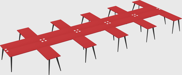 Shared l-shaped office desk system