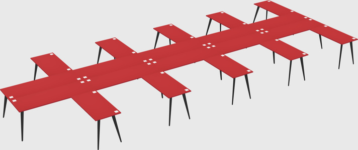 Shared l-shaped office desk system