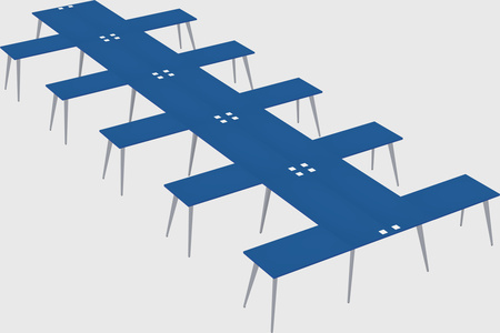 Shared l-shaped office desk system