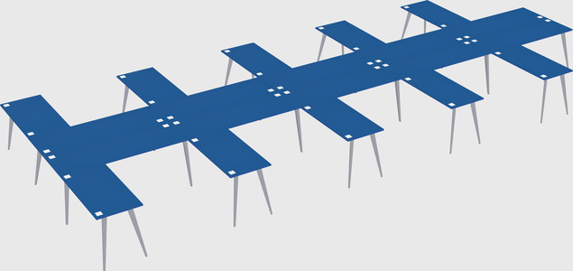 Shared l-shaped office desk system