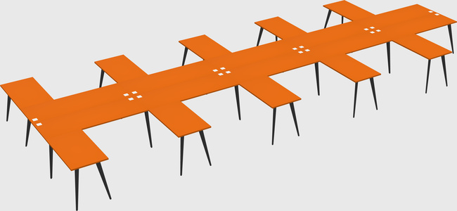 Shared l-shaped office desk system