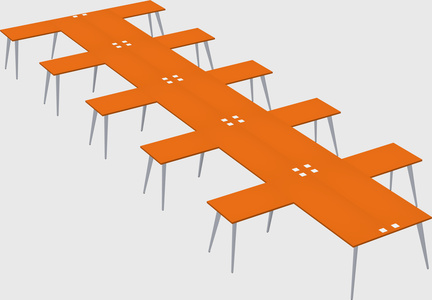 Shared l-shaped office desk system