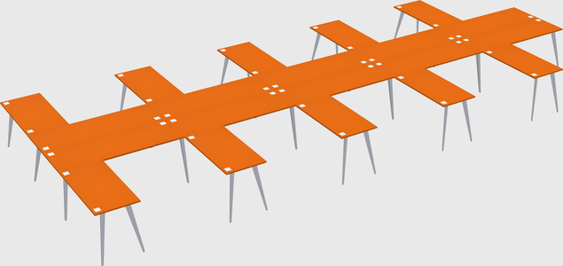 Shared l-shaped office desk system