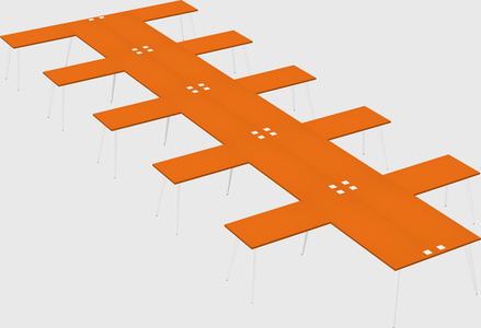 Shared l-shaped office desk system