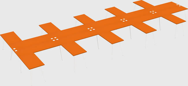 Shared l-shaped office desk system