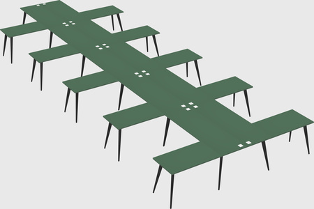 Shared l-shaped office desk system