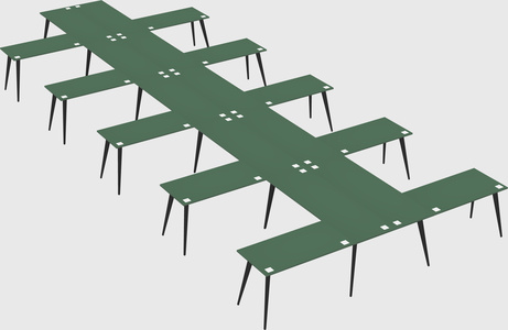 Shared l-shaped office desk system