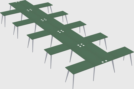 Shared l-shaped office desk system