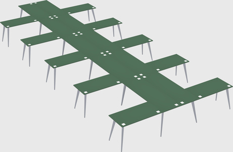 Shared l-shaped office desk system
