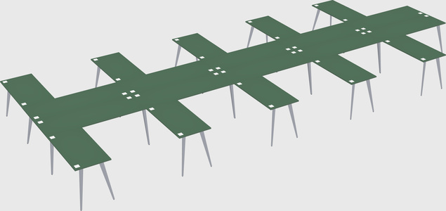 Shared l-shaped office desk system