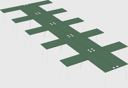 Shared l-shaped office desk system