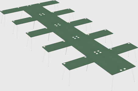 Shared l-shaped office desk system