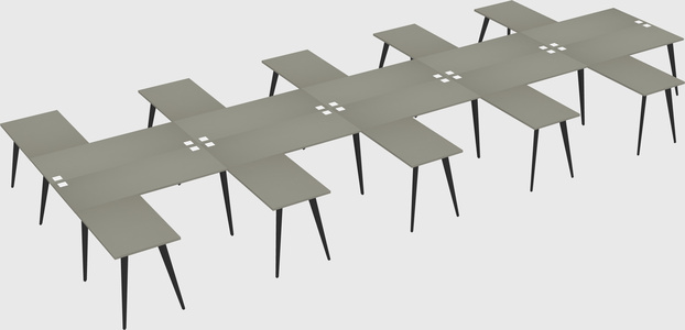 Shared l-shaped office desk system