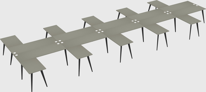 Shared l-shaped office desk system