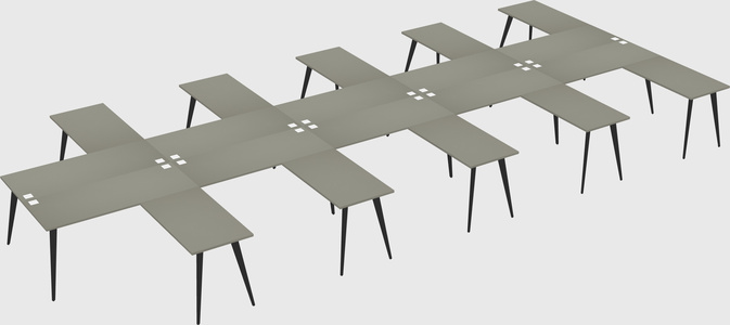Shared l-shaped office desk system