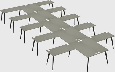Shared l-shaped office desk system