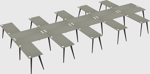 Shared l-shaped office desk system