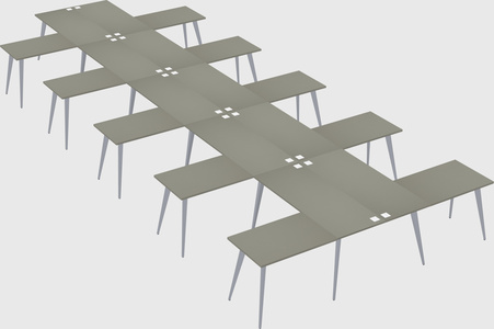 Shared l-shaped office desk system