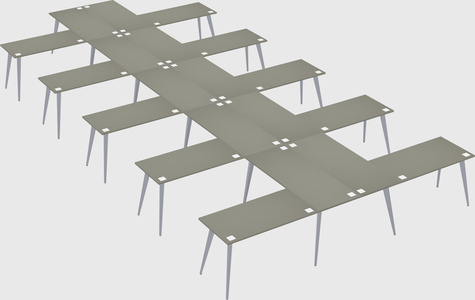 Shared l-shaped office desk system