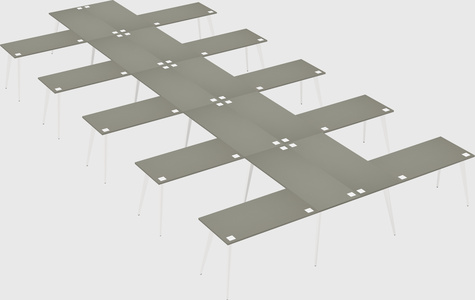 Shared l-shaped office desk system
