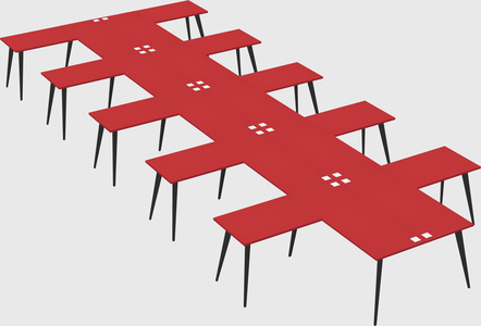 Shared l-shaped office desk system