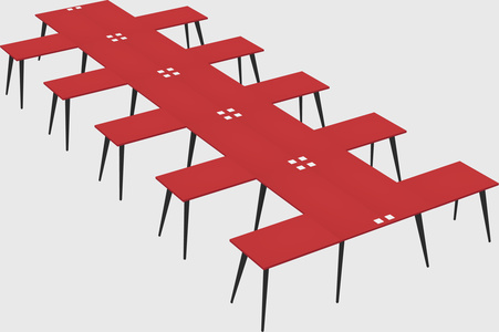Shared l-shaped office desk system