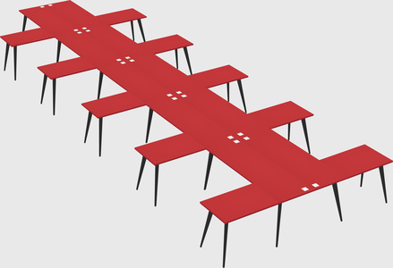 Shared l-shaped office desk system