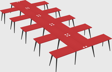 Shared l-shaped office desk system