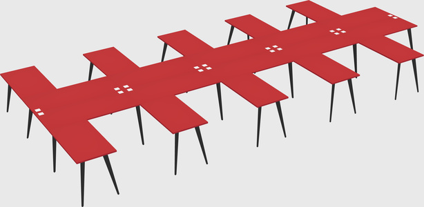 Shared l-shaped office desk system