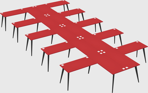 Shared l-shaped office desk system