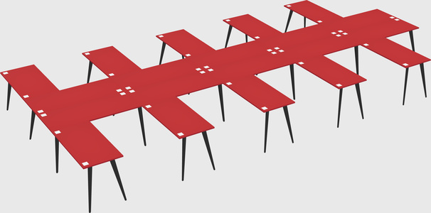 Shared l-shaped office desk system