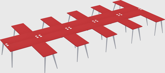 Shared l-shaped office desk system