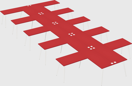 Shared l-shaped office desk system