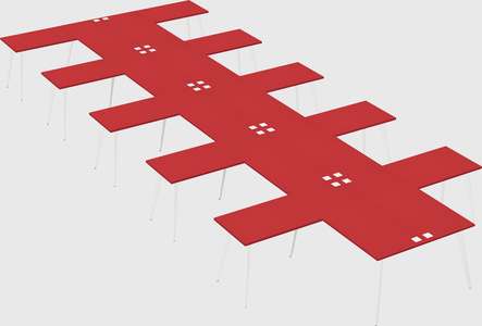 Shared l-shaped office desk system
