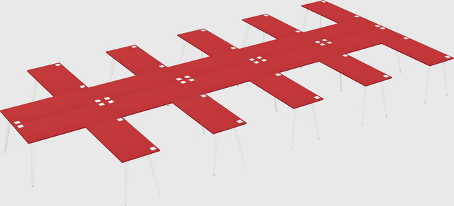Shared l-shaped office desk system