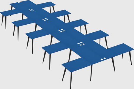Shared l-shaped office desk system