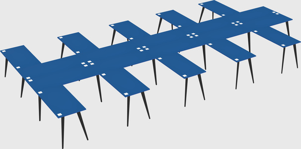 Shared l-shaped office desk system