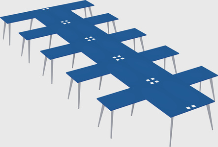 Shared l-shaped office desk system
