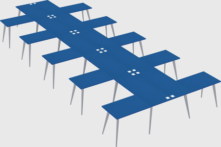 Shared l-shaped office desk system