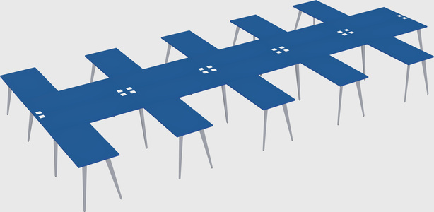 Shared l-shaped office desk system