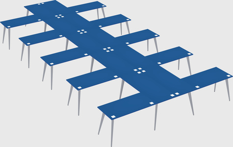 Shared l-shaped office desk system
