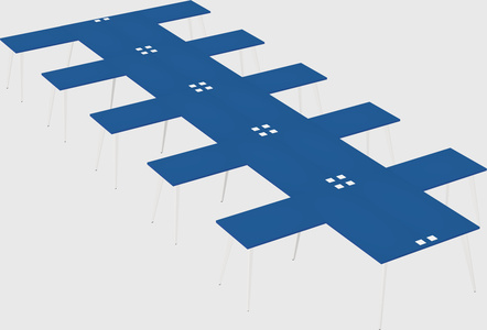 Shared l-shaped office desk system