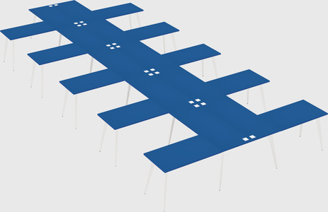 Shared l-shaped office desk system