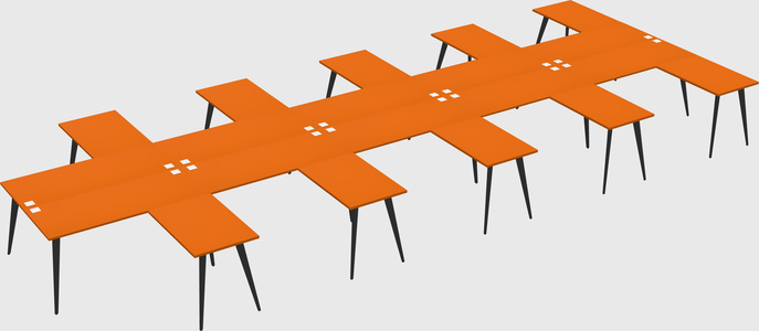 Shared l-shaped office desk system