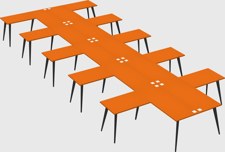 Shared l-shaped office desk system