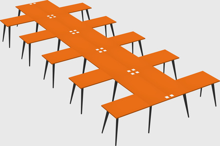 Shared l-shaped office desk system