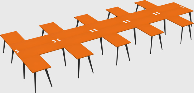 Shared l-shaped office desk system