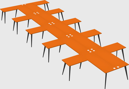 Shared l-shaped office desk system