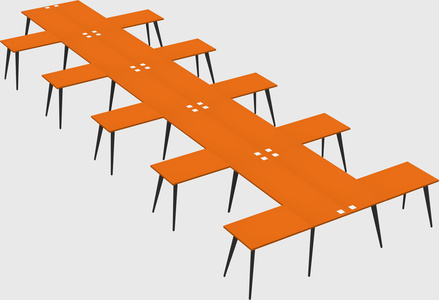 Shared l-shaped office desk system