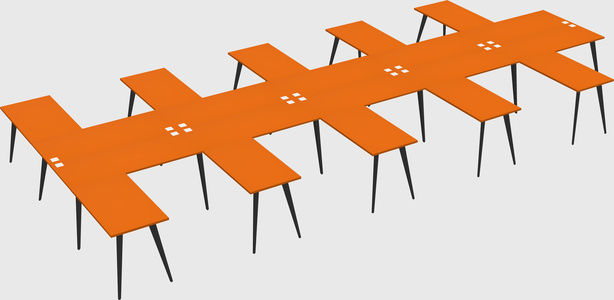 Shared l-shaped office desk system